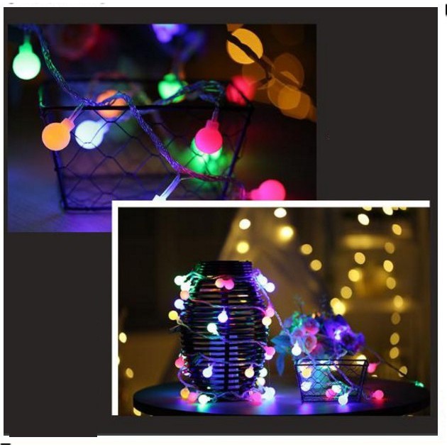 Dây Đèn Cherry Ball Bóng Bi Tròn 5M-10M Bóng Nhiều Màu Có Chớp Nháy Đẹp Lung Linh - Đèn Led Trang Trí Nhấp Nháy