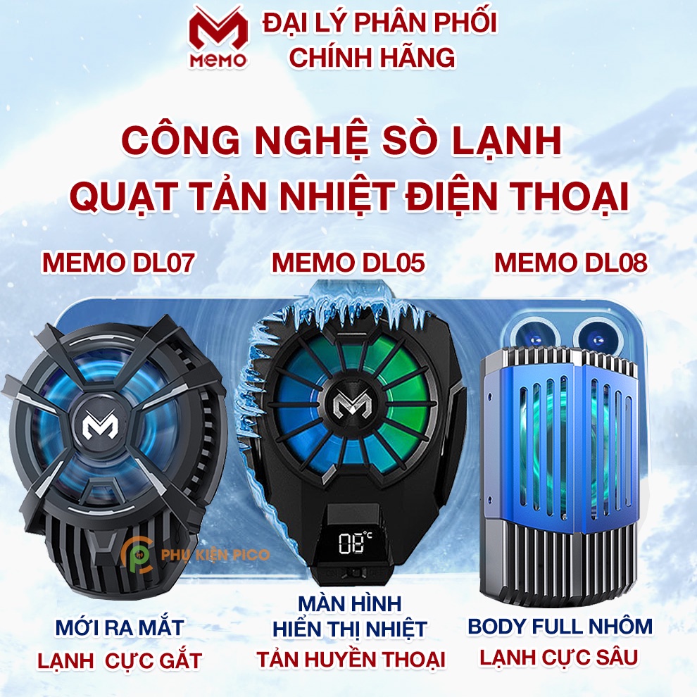 Quạt tản nhiệt điện thoại sò lạnh MEMO DL05/DL02/DL06/DL03/AK03/DL07/DL08/CX01/K3/K4 Pro Nút chơi game auto tap Bắn PUBG