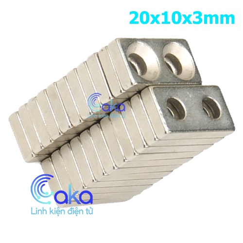 Nam châm đất hiếm 20x10x3mm có lỗ