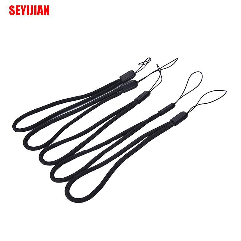 Set 5 Dây Đeo Cổ Tay Bằng Nylon Màu Đen Chuyên Dụng Cho Máy Ảnh / Điện Thoại / Ipod Usb Mp3