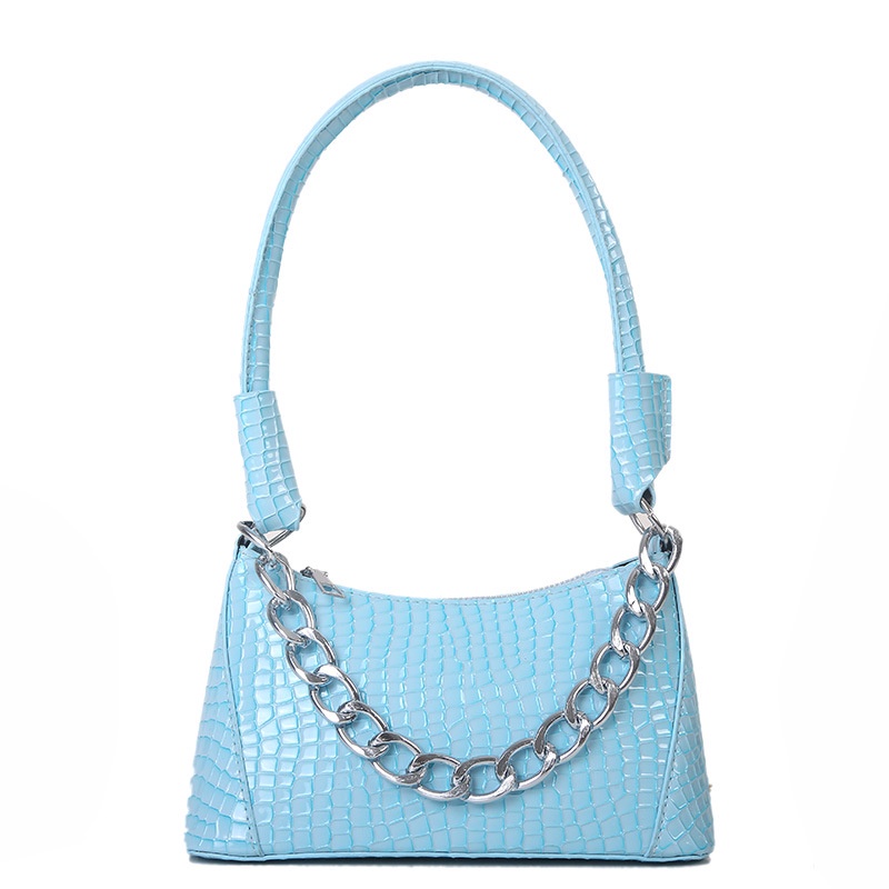 Túi Xách Vân Da Cá Sấu Phối Dây Xích Thời Trang Cao Cấp Cho Nữ
