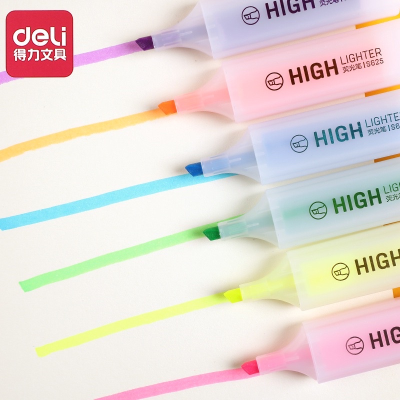 Bút nhớ highlight đánh dấu dạ quang Deli phụ kiện văn phòng phẩm màu Pastel trang trí sổ nhiều màu cho học sinh S625