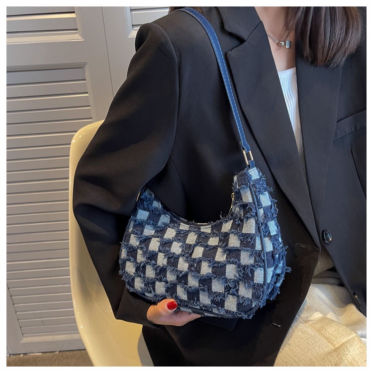 Túi xách đeo chéo JASMIN NOIR họa tiết caro đơn giản thời trang cho nữ