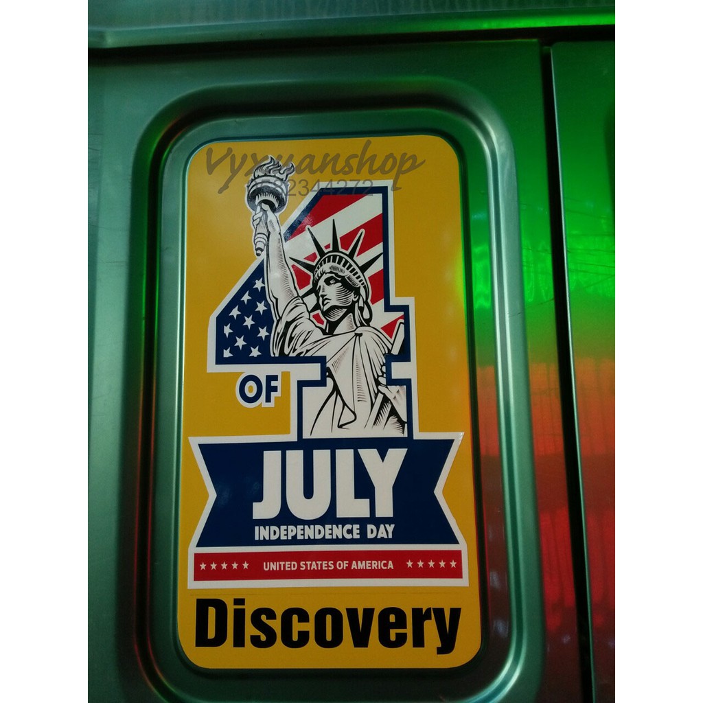 Decan trang trí xe tải biểu tượng ngày độc lập Mỹ (decal tem ô tô 3 lớp), sticker 4 of July dán xe tải