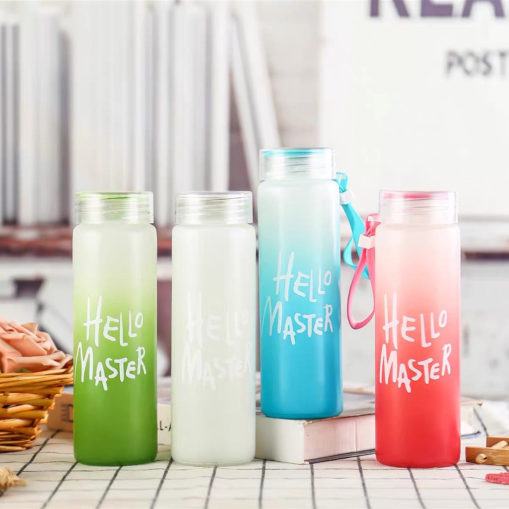 [MUA 3 TẶNG 1] Bình nước thủy tinh Hello Master 400ml an toàn sức khỏe 5 màu sắc unisex Harry's Bottle