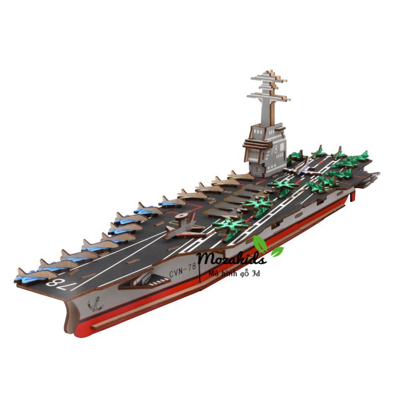 Đồ chơi lắp ráp gỗ 3D Mô hình Tàu Sân bay The USS Gerald R Ford Laser