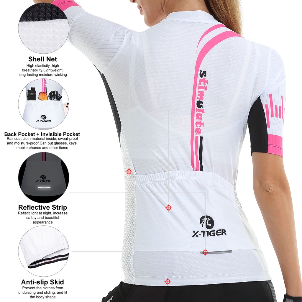 Áo đạp xe X-TIGER ngắn tay thoáng khí thời trang mùa hè dành cho nữ