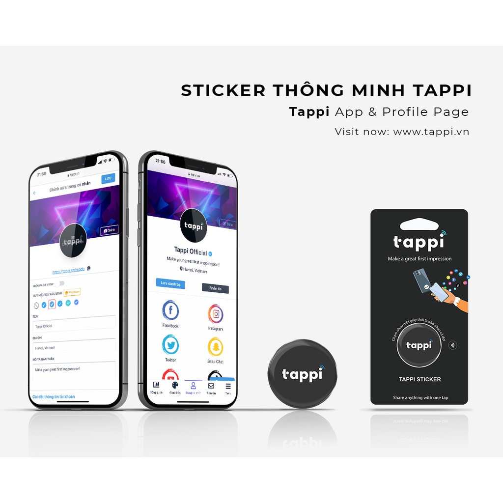 Sticker Tappi 1 Chạm - Black, Sticker Cá Nhân Thông Minh