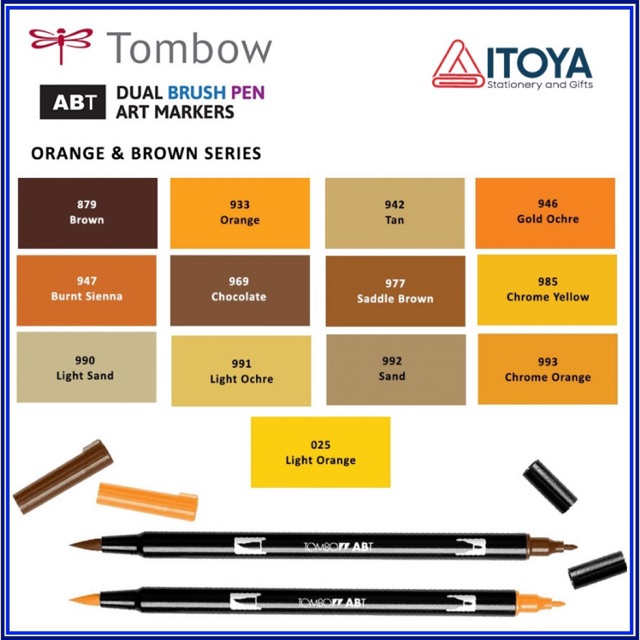 [Orange &amp; Brown series] Bút maker Tombow Dual Brush AB-T