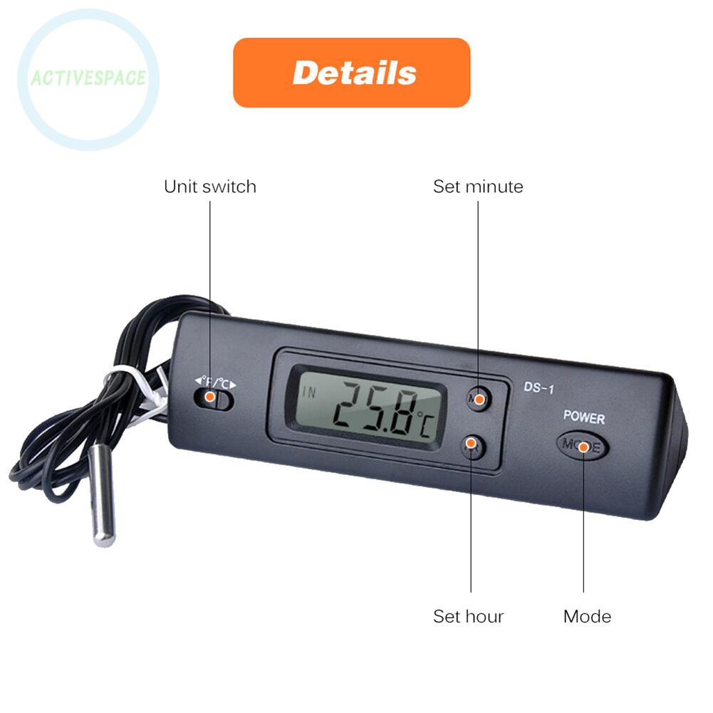 Car Thermometer -50 ~ 70 °C 0.1 °C/°f 12.5*4*3.5cm ABS Black LCD Screen