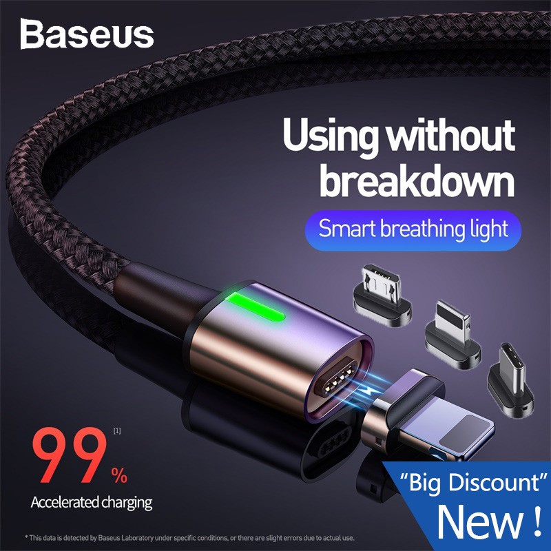 Bộ cáp nam châm 3 đầu Baseus Zinc Magnetic Cable Kit（Lightning/ Type C/ Micro Magnetic Connetor + USB Cable