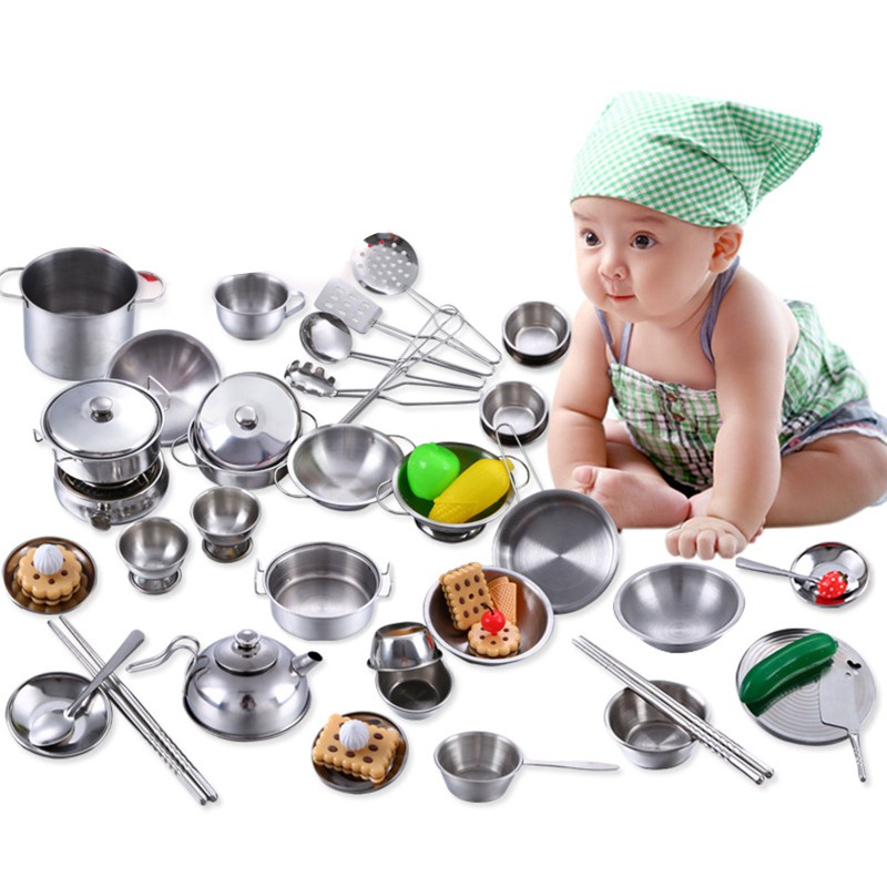 Bộ Đồ Chơi Nấu Ăn 25 Món Bằng Thép Không Gỉ Cho Bé