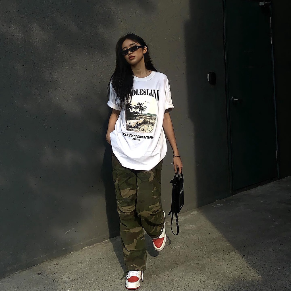 Quần cargo nam nữ loose-fit CANDLES TNE CAMOUFLAGE thiết kế khóa Buckle họa tiết camo chất liệu Ripstop chính hãng