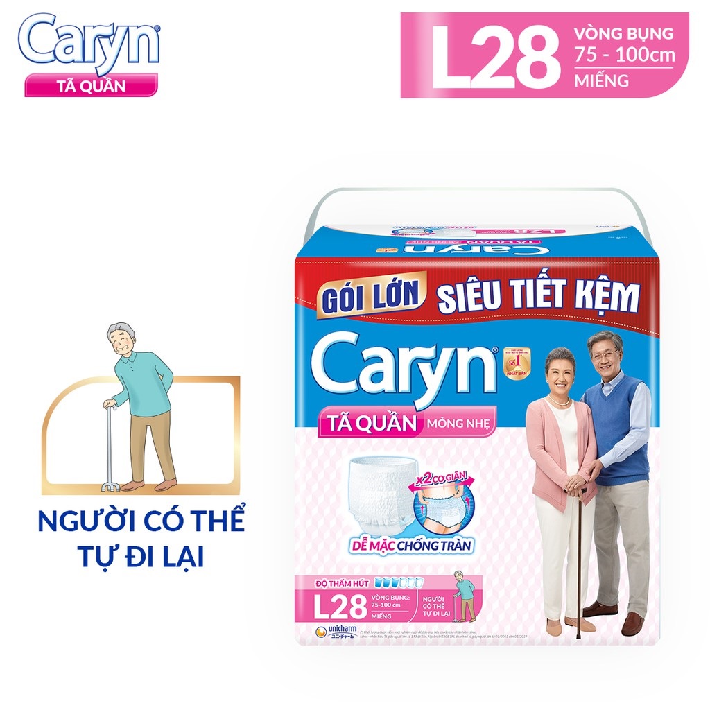 Tã quần người già Caryn Loại mỏng nhẹ chống tràn dành cho người có thể đi lại được L28