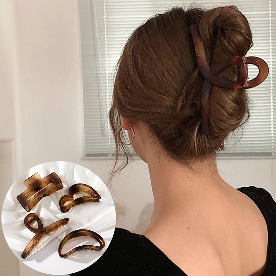 Kẹp tóc màu hổ phách phong cách Hàn Quốc cổ điển thanh lịch