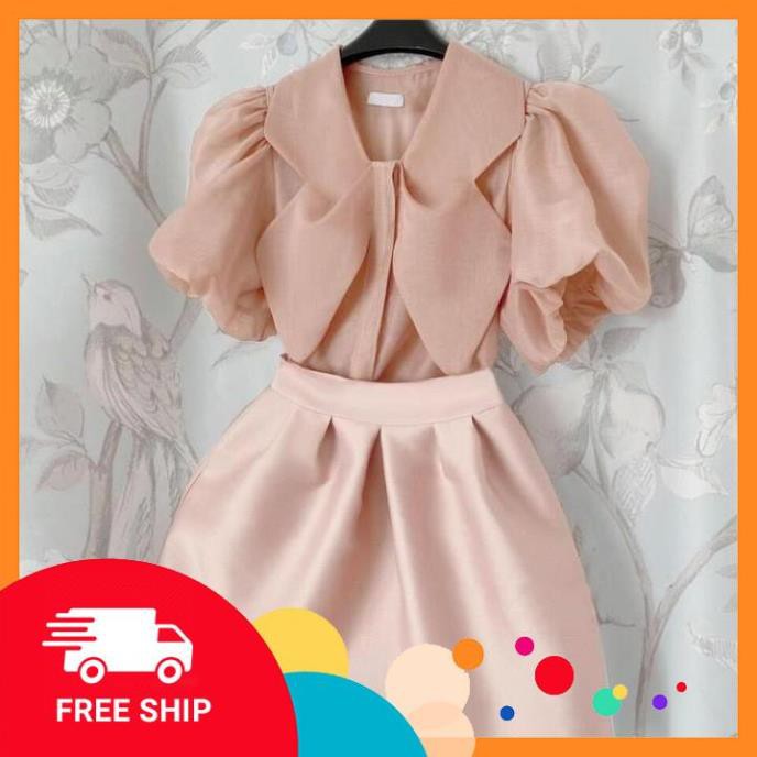 [SALE_MẠNH_50%] [ HÀNG THIẾT KẾ] SET ÁO CỔ NHỌN VÀ CHÂN VÁY XẾP LY - CHẤT LIỆU TƠ CAO CẤP - MÀU HỒNG [SIÊU PHẨM] | BigBuy360 - bigbuy360.vn