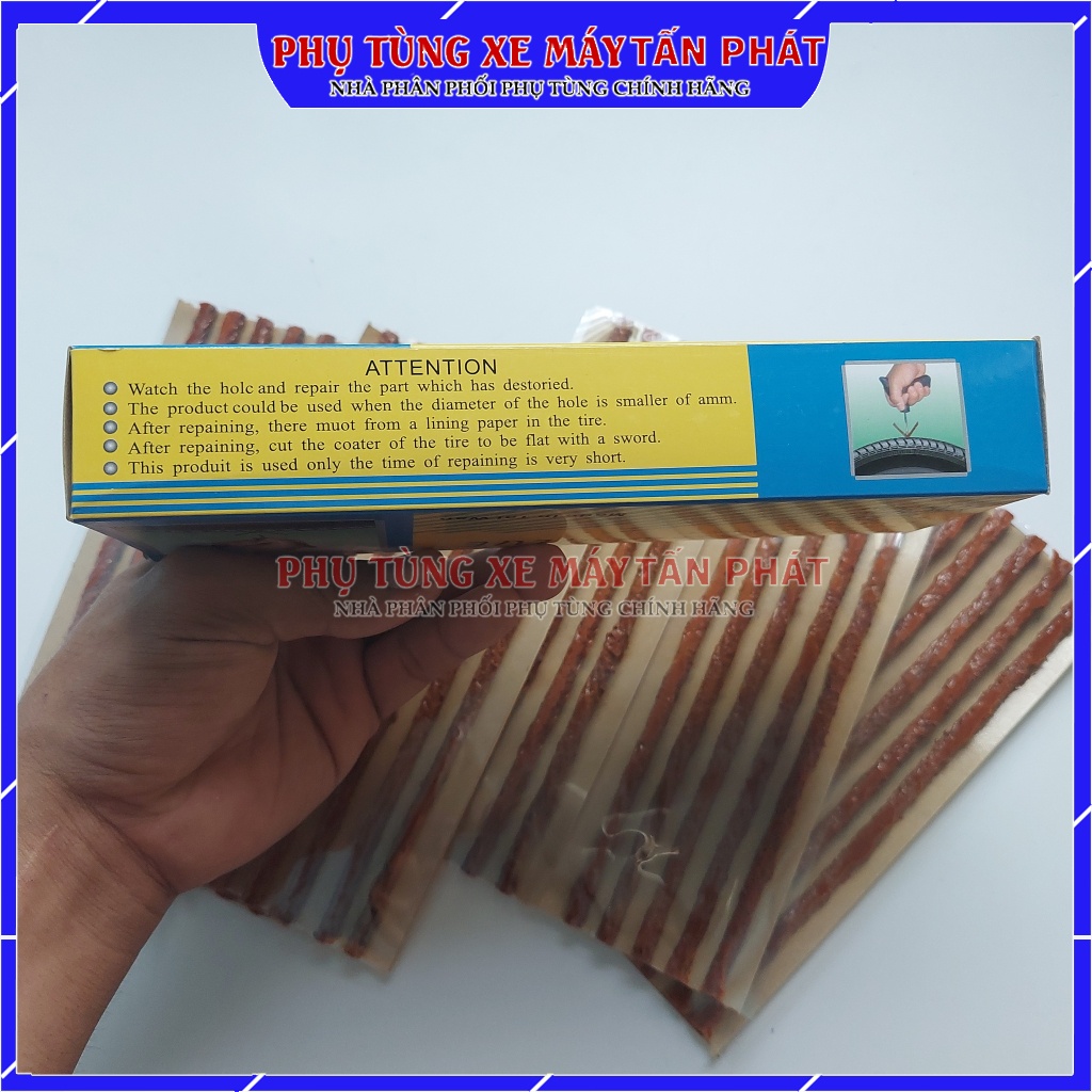 1 Hộp 6 Miếng Keo 20cm Hãng Tawan Đài Loan Vá Dùi Vá Lụi Vá Rút Lốp Không Săm (Combo N