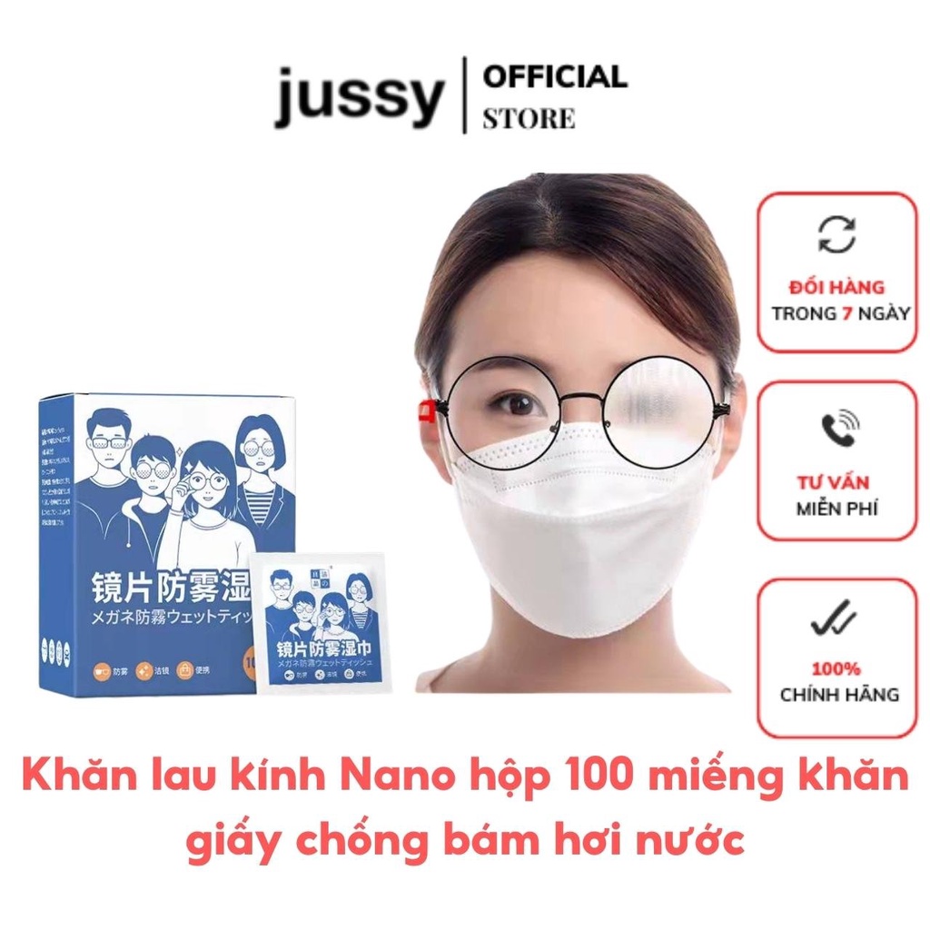 Khăn Lau Kính Nano Đa Năng Tiện Lợi Hộp 100 Miếng Lau Kính Chống Bám Hơi Nước, Lau Sạch Vân Tay Bụi Bẩn Trên Mắt Kính