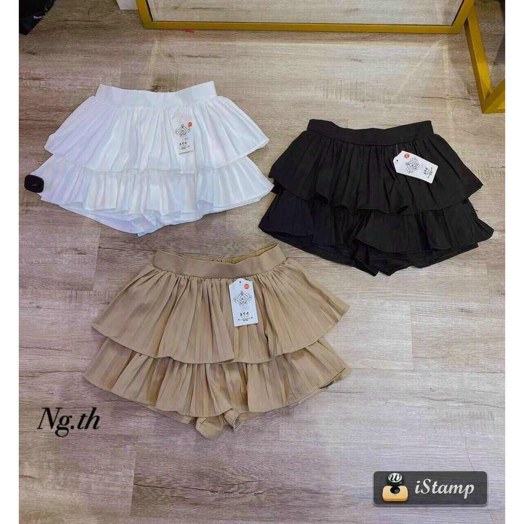 Chân váy ngắn xếp ly tiểu thư, chân váy xòe 2 tầng xếp ly thời trang