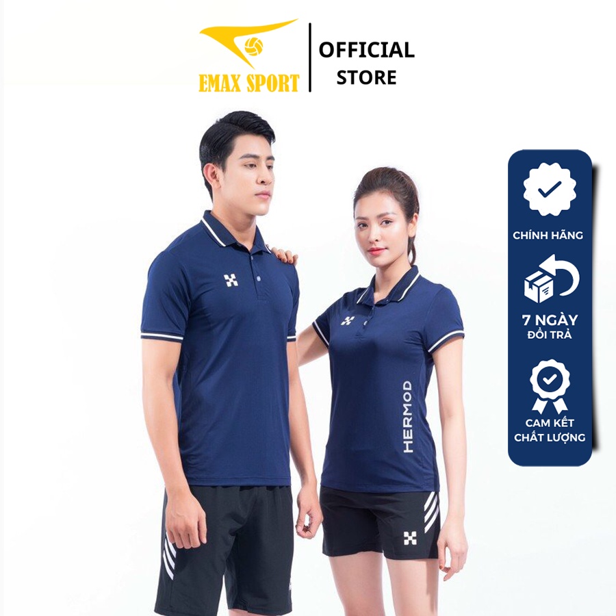 Áo Golf thể thao Nam Nữ Hermod Shine, vải thun lạnh cao cấp, co giãn tốt -  Màu Navy