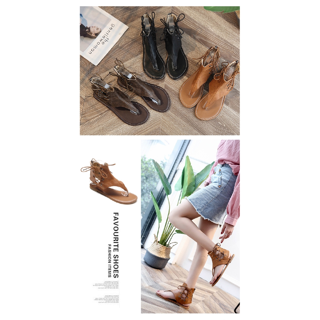 Giày Sandal Cột Dây Phong Cách Bohemian Thời Trang Hàn Quốc Cho Nữ