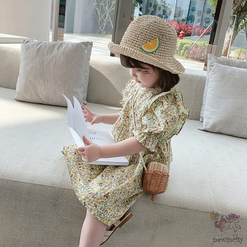 Đầm Cotton In Hoa Thời Trang Mùa Hè Cho Bé Gái