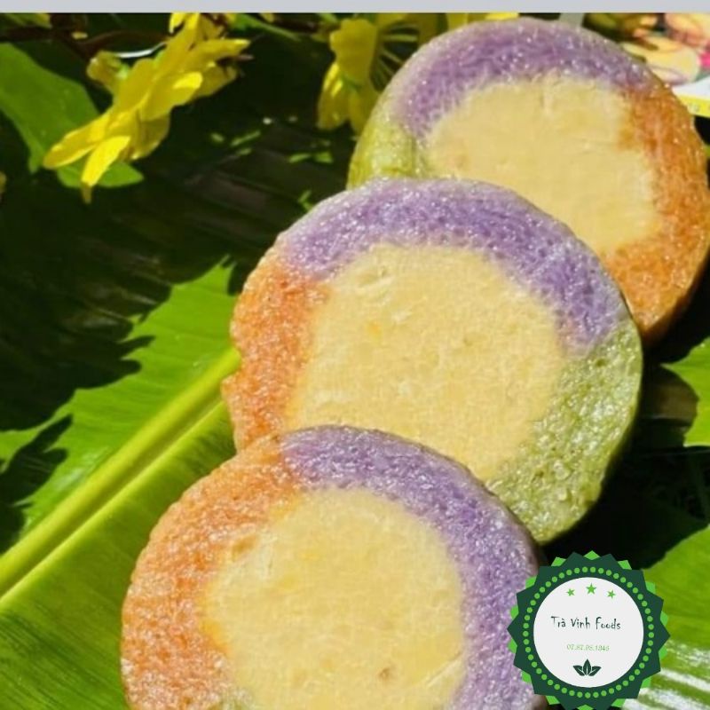 Bánh Tét Trà Cuôn 3 Màu Đậu Ngọt Đòn 900g-1kg