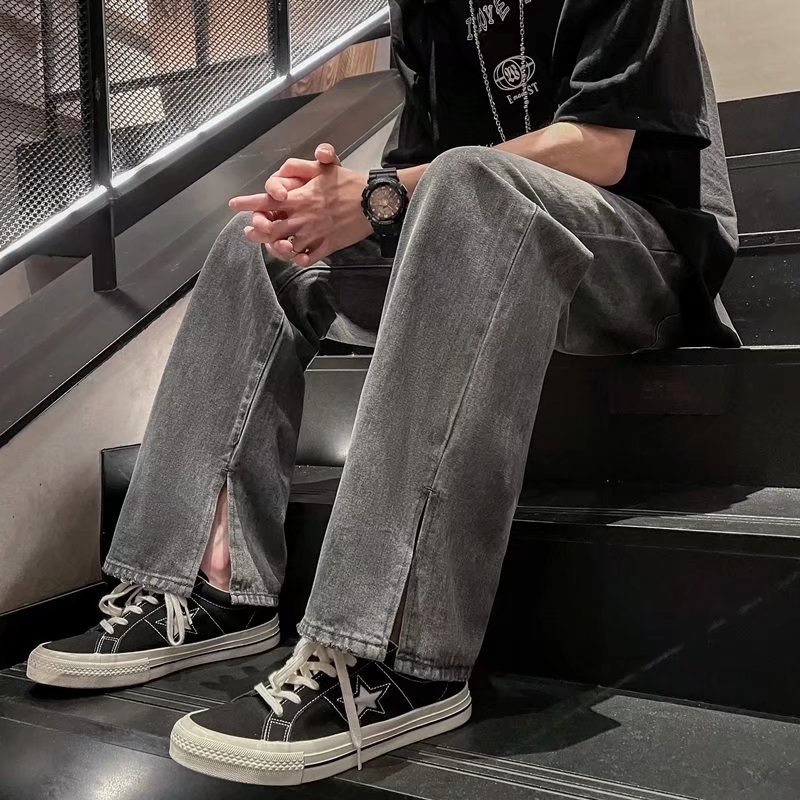 Quần jean dài dáng suông rộng phong cách thời trang hàn quốc cho nam giới quần jean nam cotton bigsize simple dây kéo fashion quần ống suông thời trang phong cách hàn quốc from rộng