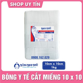 Bông Bạch Tuyết cắt miếng 1kg – bông y tế cắt sẵn vệ sinh cho bé 10x10 và 7x7