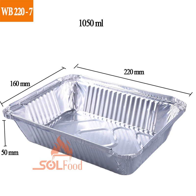 Set 50 Hộp giấy bạc (Khay nhôm) Đựng thực phẩm dùng 1 lần mã WB220-7 - 1050ml - Có chứng nhận ATTP