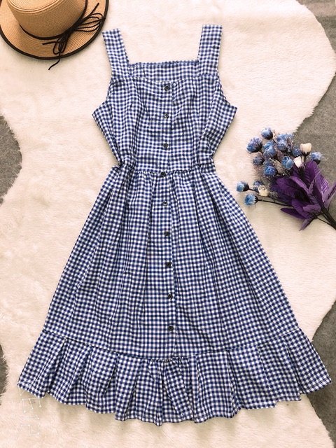 Đầm caro 2 dây đuôi cá xếp ly - [ sp bán chạy năm 2020 ] CAROTSHOP | BigBuy360 - bigbuy360.vn