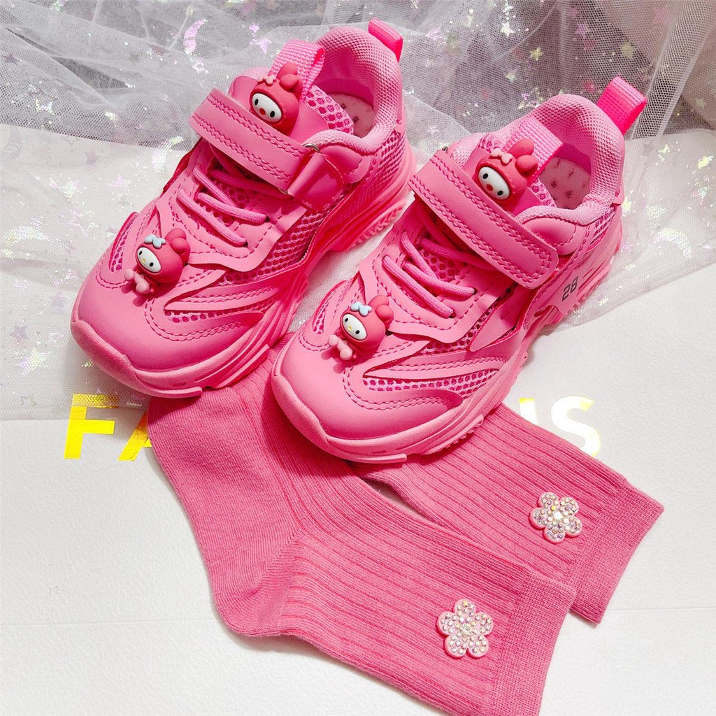 Giày Thể Thao Họa Tiết Gấu Hoạt Hình Thời Trang Xuân Thu Cho Bé Gái