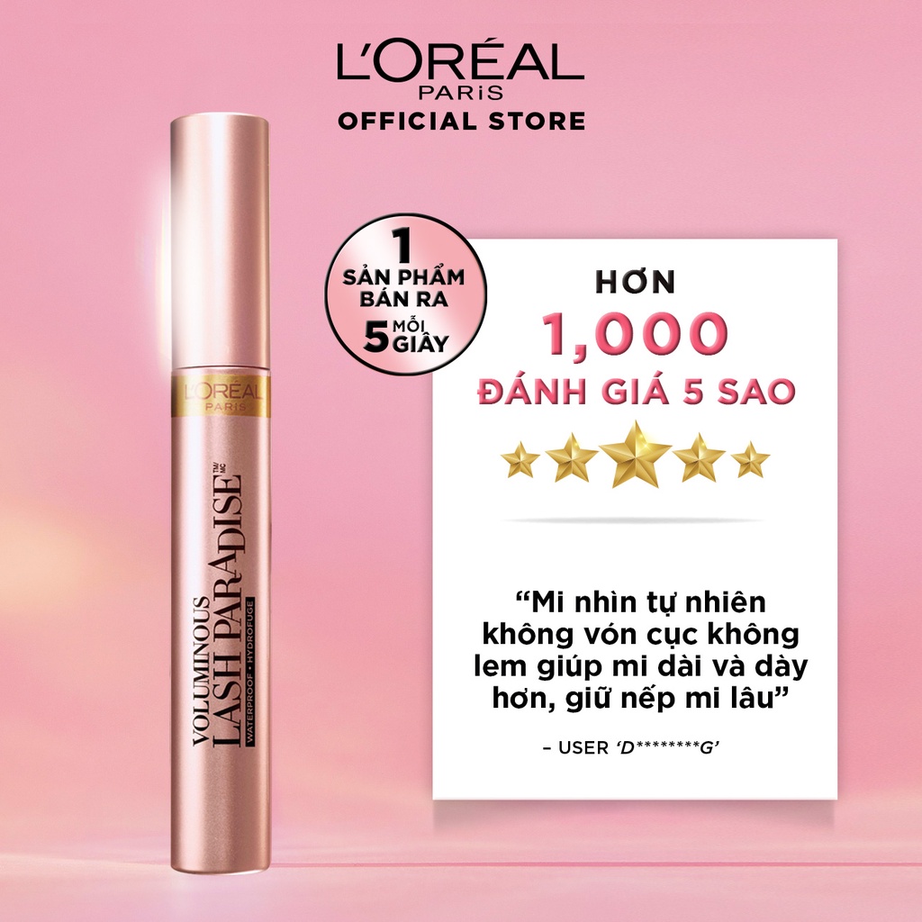 Mascara dày và dài mi Lash Paradise Voluminous L’Oreal Paris 7.6ml nhanh khô, không lem, bền màu