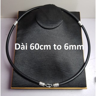 Vòng cổ dây da bọc bạc loại đẹp dài 60cm