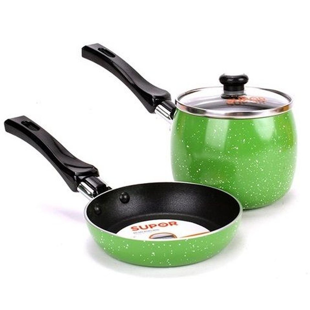 Bộ nồi chảo chống dính Supor T0305/ Nồi 10cm + Chảo 12cm (Màu Xanh Lá)