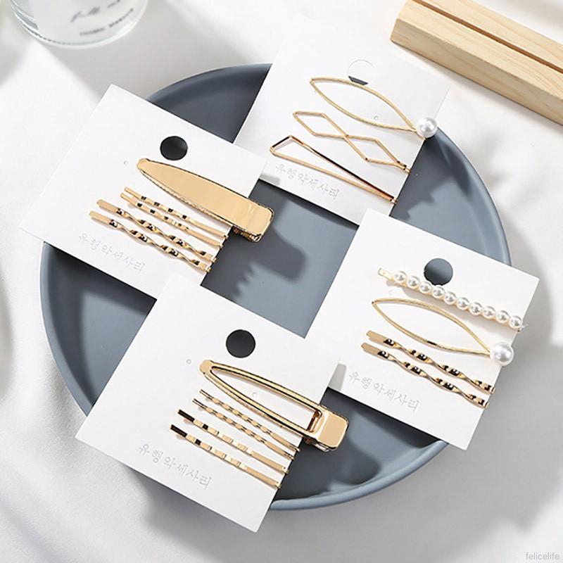 Kẹp tóc đính hạt giả ngọc trai phong cách Hàn Quốc