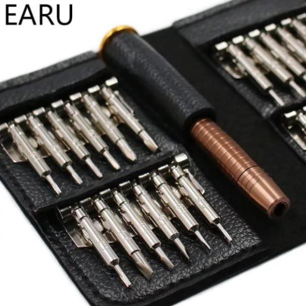 Bộ Tua Vít Đa Năng Tua Vít 25 Đầu Trong 1 sửa chữa điện thoại đồ điện tử Screwdriver bao da tiện lợi