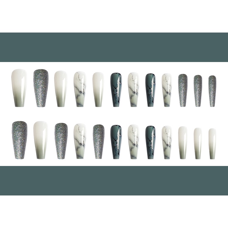 3501 YUKEHUI bộ móng tay giả set móng giả trong suốt móng tay giả đính nơ móng tay giả dài vuông móng tay giả dài đính đá  bộ 24 móng giả