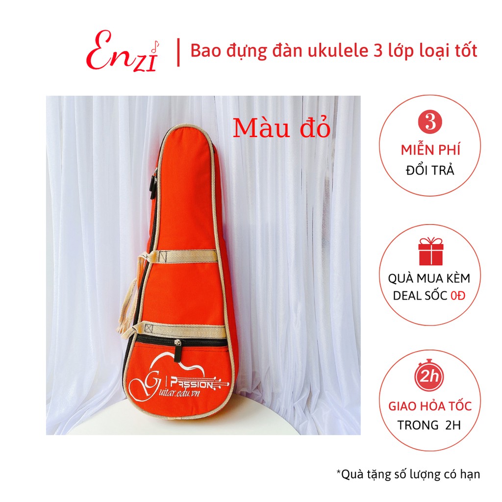 Bao đựng đàn ukulele 3 lớp chống nước nhiều màu dành cho đàn soprano, concert, tenor