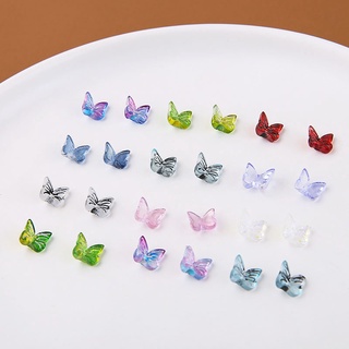 Kẹp tóc hình bướm đính đá pha lê mini màu vàng phong cách retro dành cho nữ