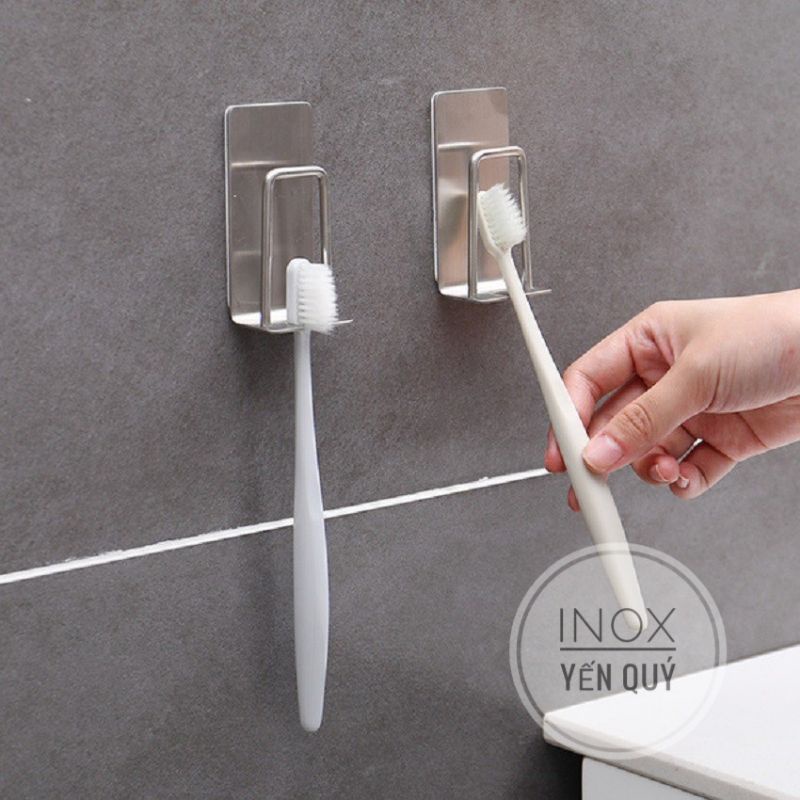 INOX304 COMBO 2 CHIẾC GIÁ TREO BÀN CHẢI ĐÁNH RĂNG DÁN TƯỜNG