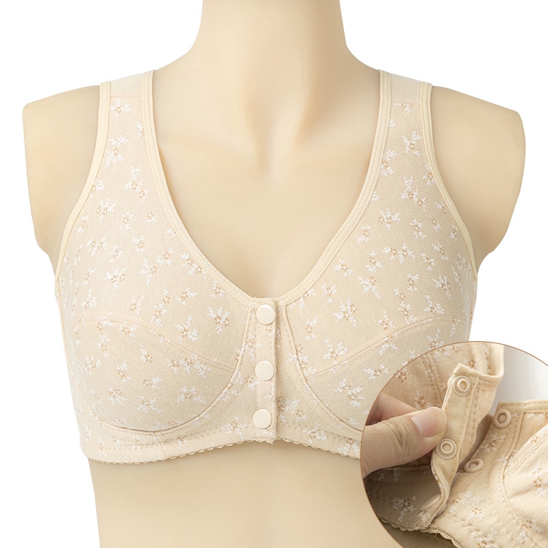 Áo Ngực Thể Thao Bằng cotton Nguyên Chất Mỏng Cài Nút Phía Trước Phong Cách Cổ Điển Mới Cho Người Trung Niên Và Trung Niên