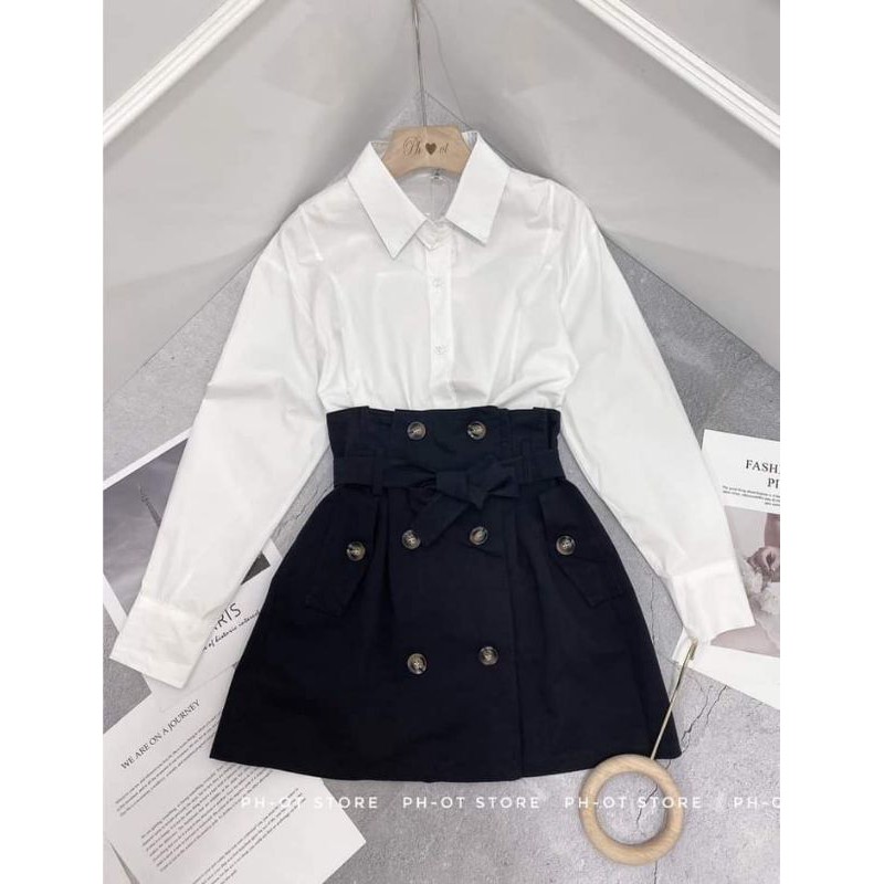 Bộ áo sơ mi - chân váy