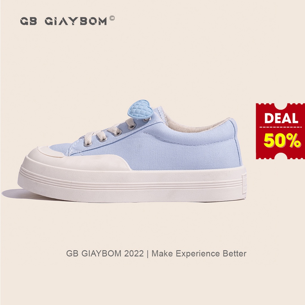Giày Sneaker Nữ Đế Thấp Giày BOM Vải Canvas Màu Xanh Thích Hợp Đi Học, Đi Chơi Hot Trend giayBOM GB Classics B1639