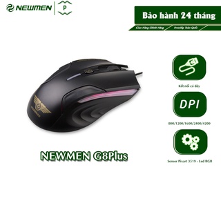 Chuột máy tính có dây Gaming NEWMEN G8Plus,4200DPI 5 chế độ kèm LED RGB độ bền 20 triệu clicks-Hàng chính hãng,BH 24 thá