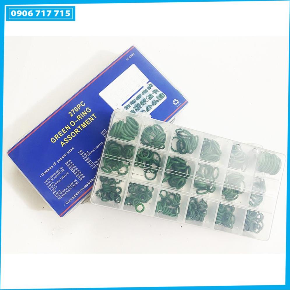Hộp Ron, gioăng, doang, phom, pon cao su 270 chiếc, 18 kích cỡ