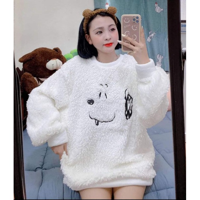 [Rẻ Vô Địch] Áo swt nỉ cổ tròn cotton tay bồng ------- ÁO LÔNG THÊU MẶT CƯỜI | BigBuy360 - bigbuy360.vn