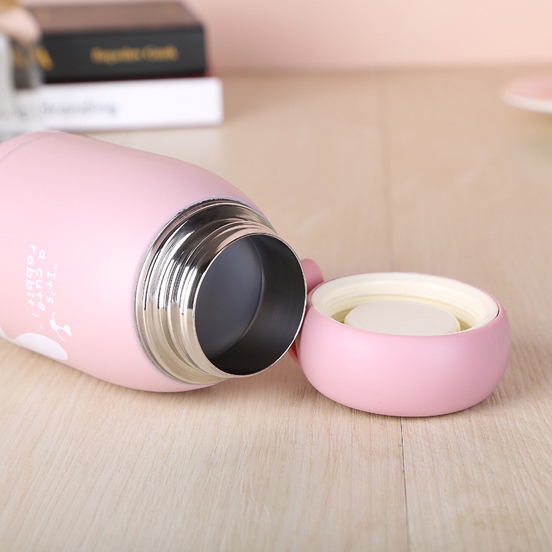 Bình Ủ Cháo Giữ Nhiệt Bằng Thép Không Rỉ 320ml Hình Thỏ Đáng Yêu Cho Mẹ Và Bé