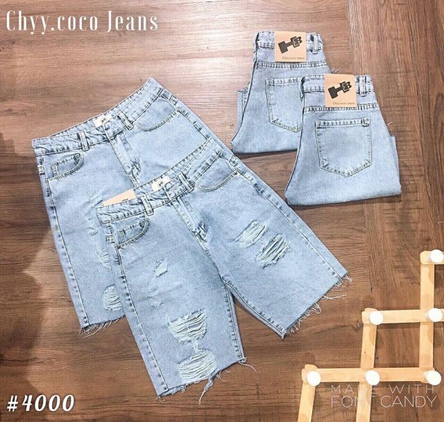 Quần ngố jean nữ rách, quần short jean ngố nữ từ 40kg đến 55kg chất jean không co giãn - 2KJean