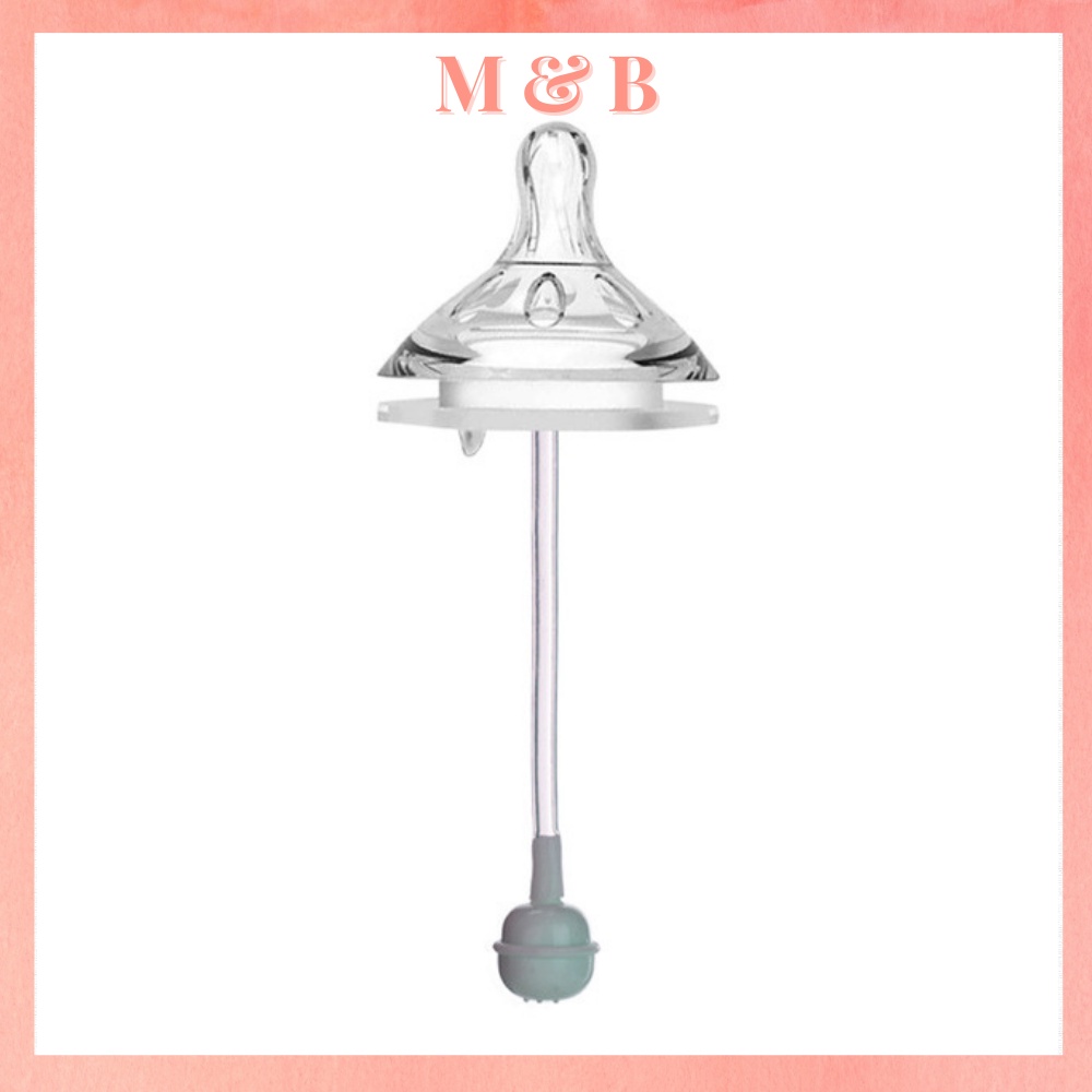 Núm ti quả tạ có van chống sặc cho bé từ 5-8 tháng trở lên để thay thế bình sữa cổ rộng